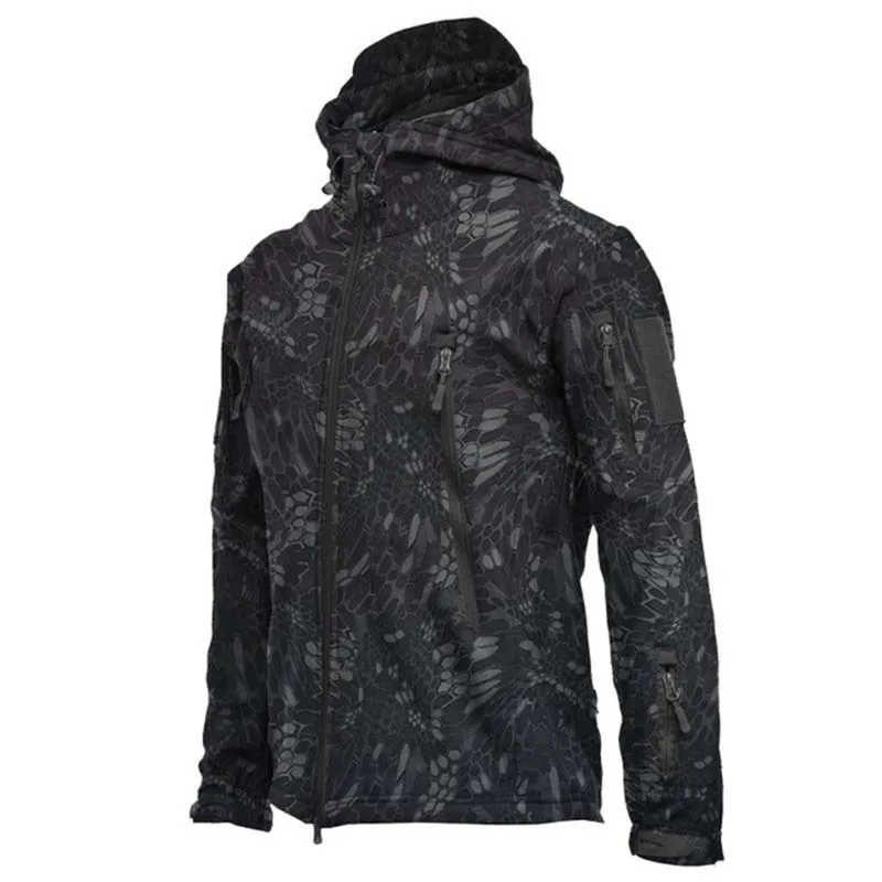 Men's Shark Skin Soft Shell Tactical Waterproof Windbreaker – Hooded Bomber Coats for Military Outdoors Army Jacket