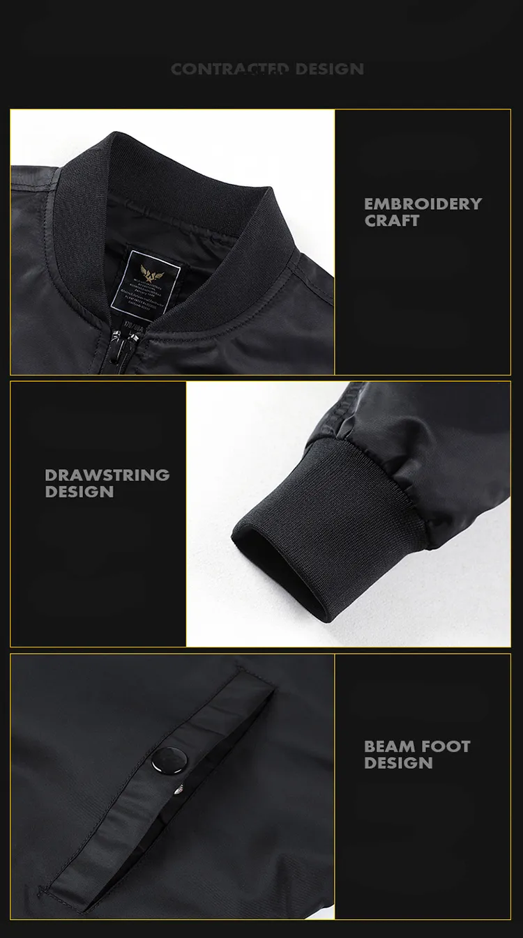 Security Jackets Men's Autumn and Winter Windproof Bomber Jacket with Thick Warmth, Military and Air Pilot Style