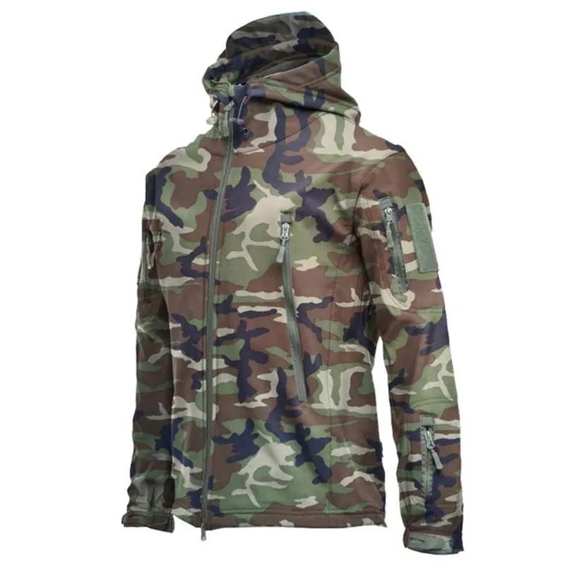 Men's Shark Skin Soft Shell Tactical Waterproof Windbreaker – Hooded Bomber Coats for Military Outdoors Army Jacket