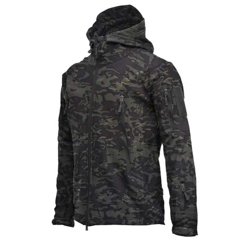 Men's Shark Skin Soft Shell Tactical Waterproof Windbreaker – Hooded Bomber Coats for Military Outdoors Army Jacket