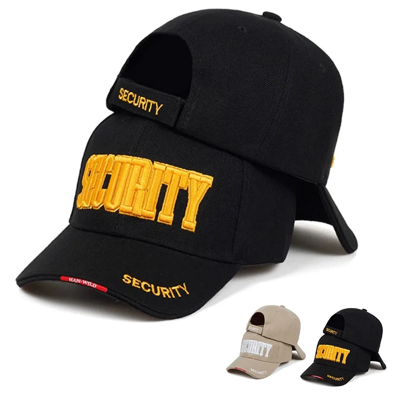 Secure Your Style with the Tactical SECURITY Hat Men's Military-Inspired Baseball Cap for Outdoor and Hip-Hop Enthusiasts
