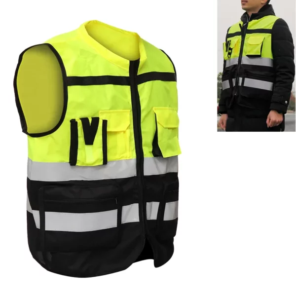 Reflective Clothing with Pockets High Visibility Security Vest for Outdoor Traffic Safety and Cycling