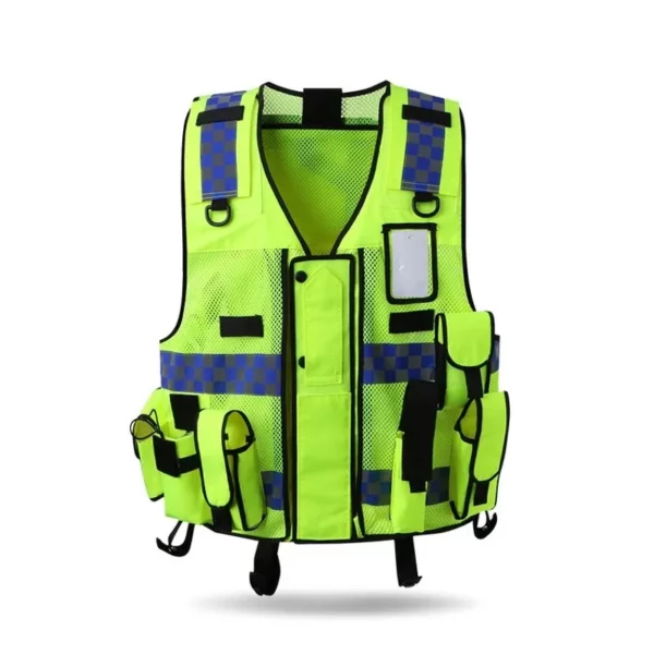 Reflective Clothing for Construction Site Safety Multi-Bag Vest with Fluorescent Jacket and Glow-In-The-Dark Tape - Image 2