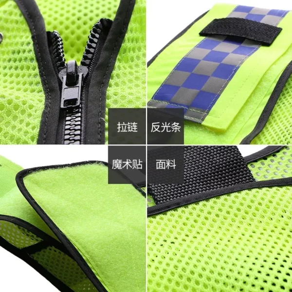 Reflective Clothing for Construction Site Safety Multi-Bag Vest with Fluorescent Jacket and Glow-In-The-Dark Tape - Image 4