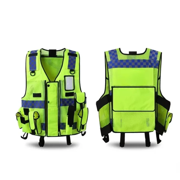 Reflective Clothing for Construction Site Safety Multi-Bag Vest with Fluorescent Jacket and Glow-In-The-Dark Tape