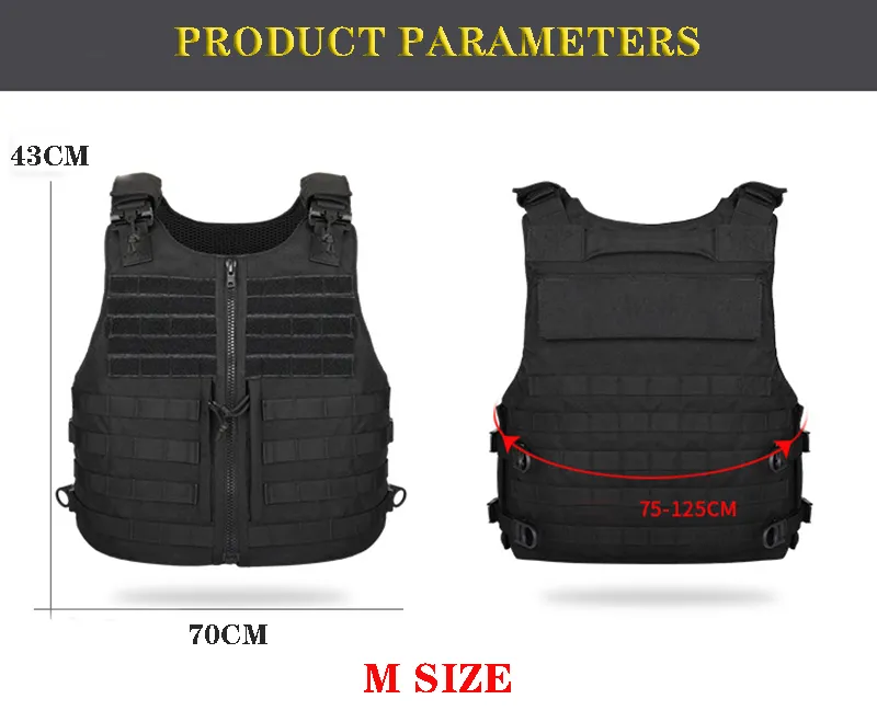 Police Molle Vest with Quick Release and 1000D Tactical Design for Body Armor, Airsoft, and More