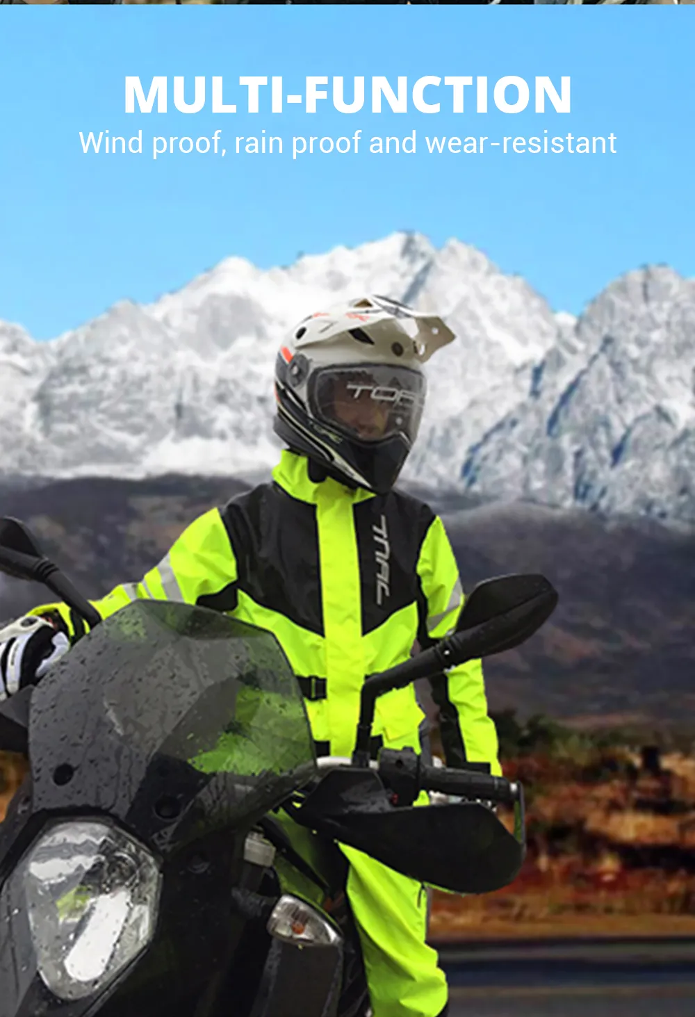 Reflective Clothing for Motorcycle Riders 100% Waterproof Raincoat for Men, Suitable for Electric Scooters and Motocross