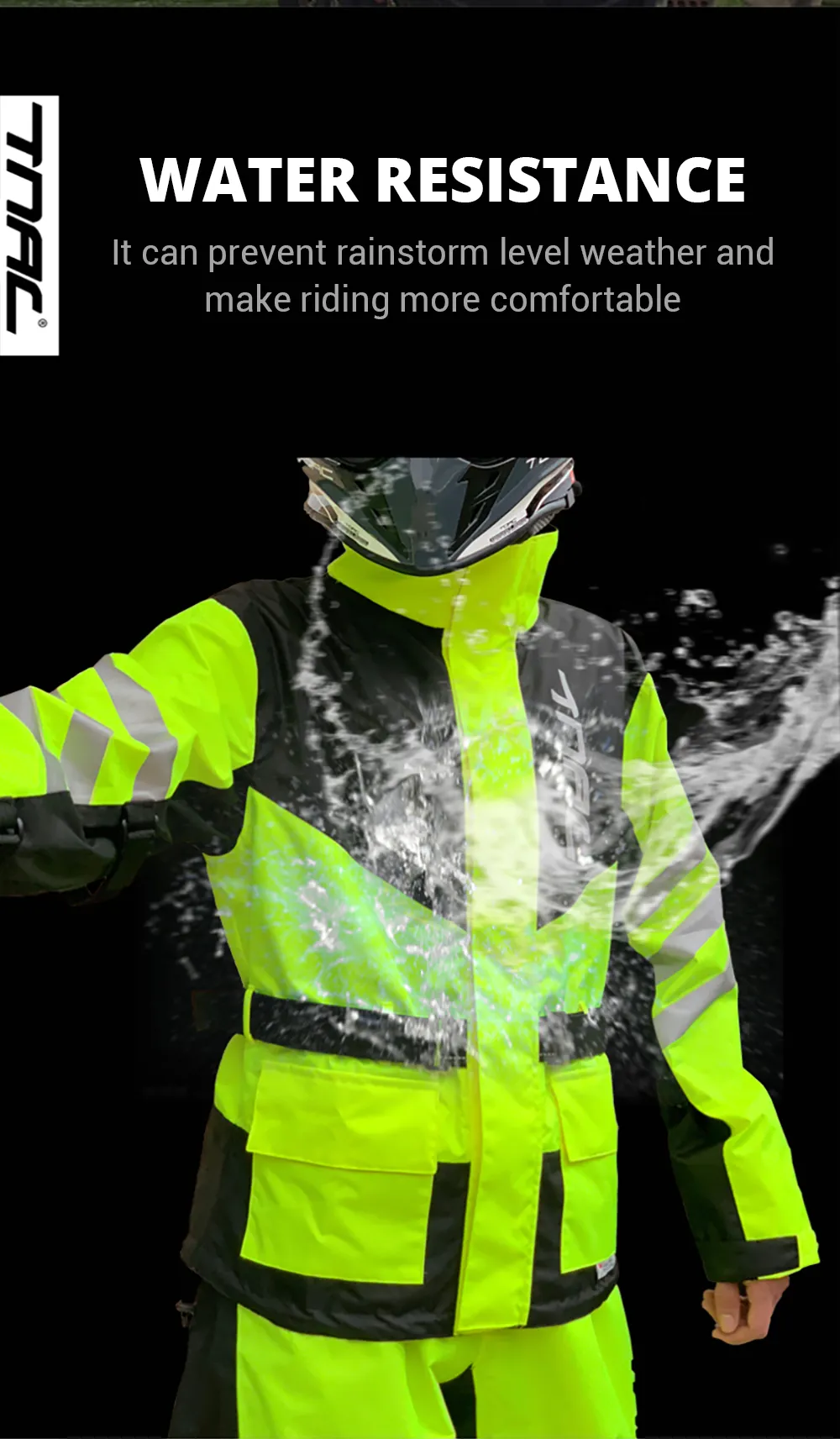 Reflective Clothing for Motorcycle Riders 100% Waterproof Raincoat for Men, Suitable for Electric Scooters and Motocross