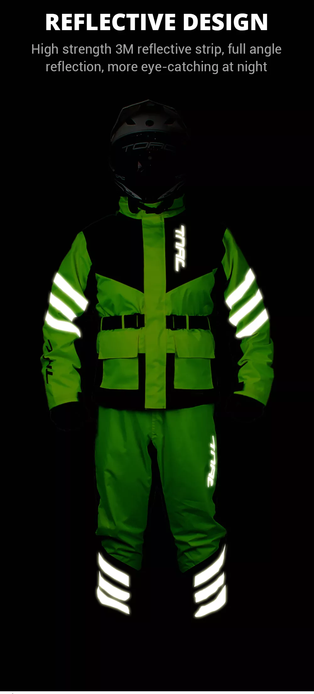 Reflective Clothing for Motorcycle Riders 100% Waterproof Raincoat for Men, Suitable for Electric Scooters and Motocross