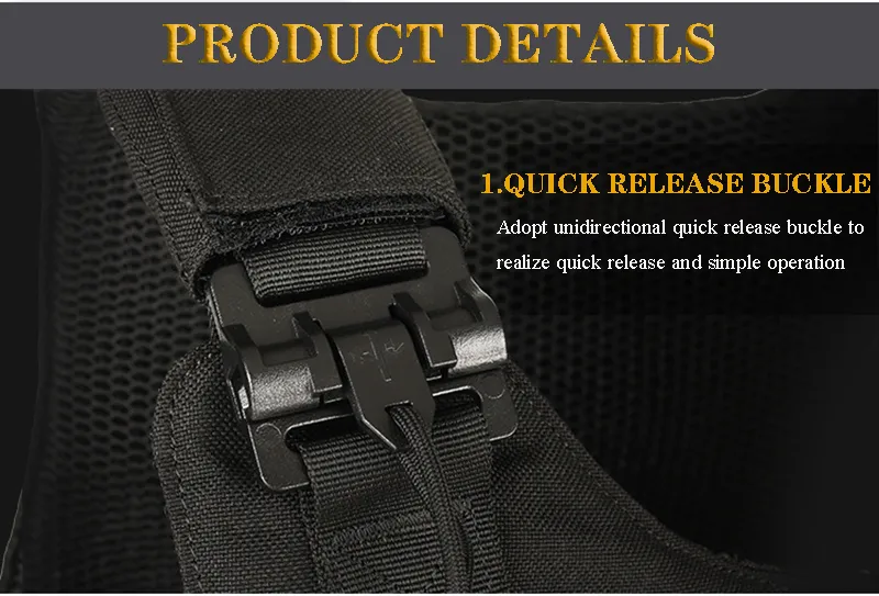 Police Molle Vest with Quick Release and 1000D Tactical Design for Body Armor, Airsoft, and More
