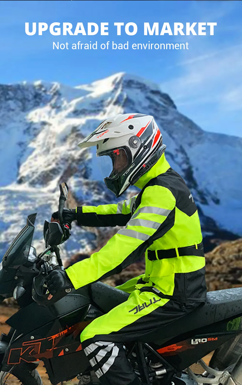 Reflective Clothing for Motorcycle Riders 100% Waterproof Raincoat for Men, Suitable for Electric Scooters and Motocross