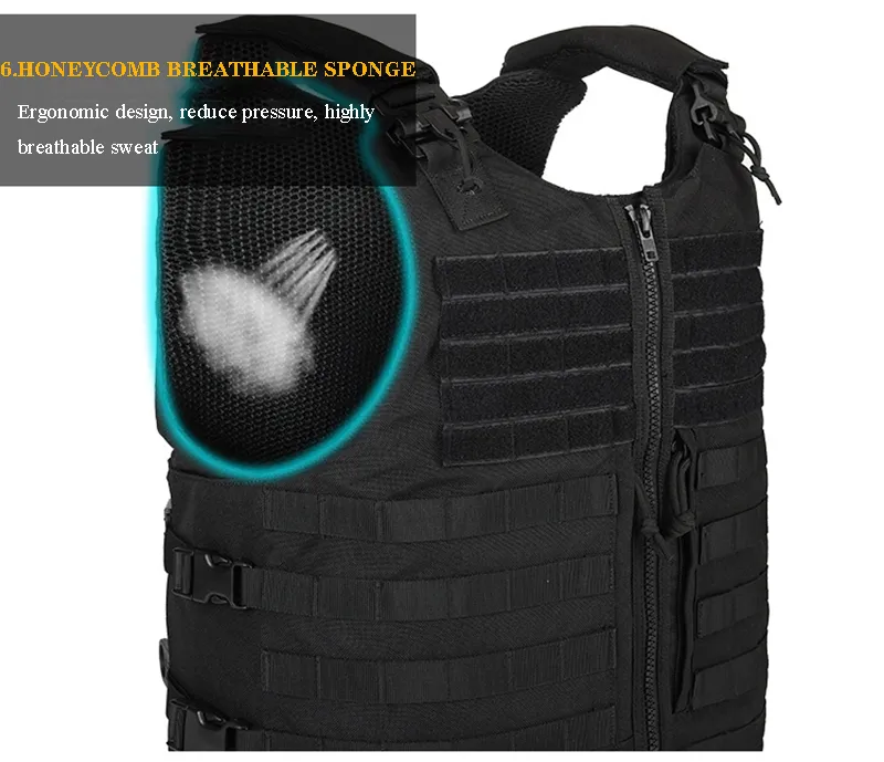 Police Molle Vest with Quick Release and 1000D Tactical Design for Body Armor, Airsoft, and More