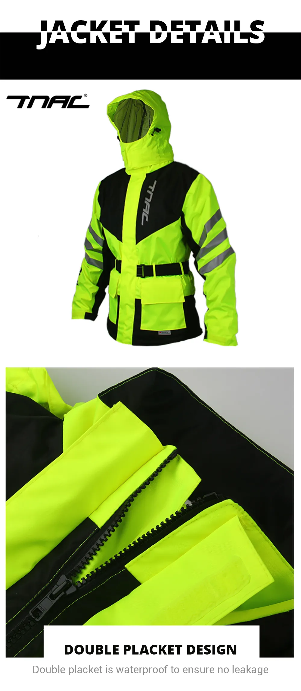 Reflective Clothing for Motorcycle Riders 100% Waterproof Raincoat for Men, Suitable for Electric Scooters and Motocross