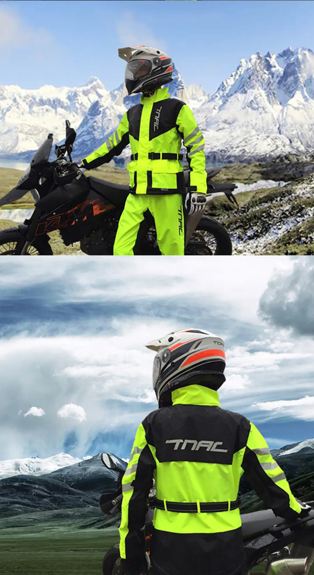 Reflective Clothing for Motorcycle Riders 100% Waterproof Raincoat for Men, Suitable for Electric Scooters and Motocross