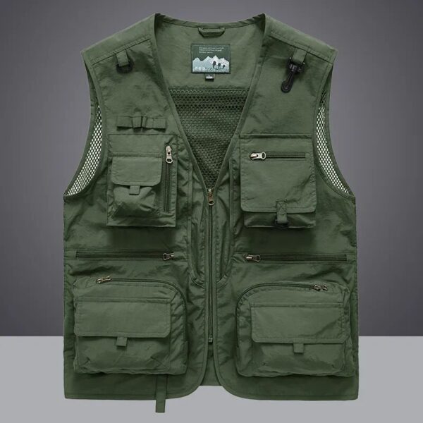 Tool Vest with 14 Pockets - Tactical Hiking and Fishing Vest for Men, Photographer Waistcoat, Mesh Cargo Sleeveless Jacket - Image 2