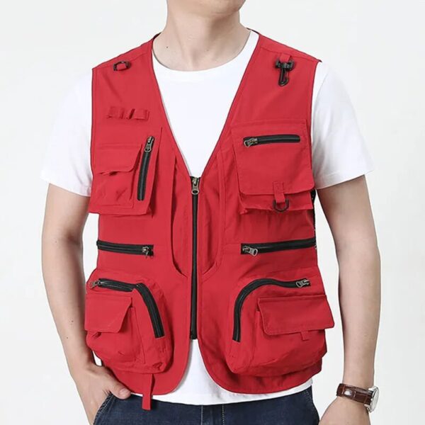Tool Vest with 14 Pockets - Tactical Hiking and Fishing Vest for Men, Photographer Waistcoat, Mesh Cargo Sleeveless Jacket - Image 4