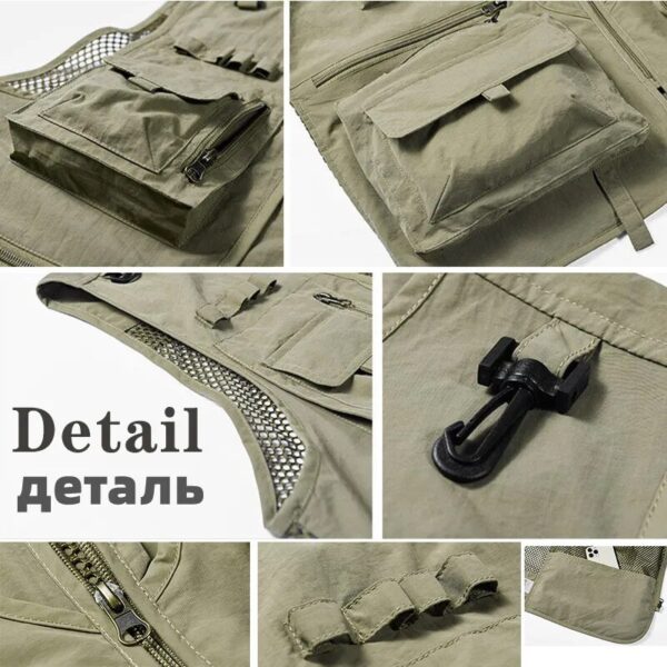 Tool Vest with 14 Pockets - Tactical Hiking and Fishing Vest for Men, Photographer Waistcoat, Mesh Cargo Sleeveless Jacket - Image 6