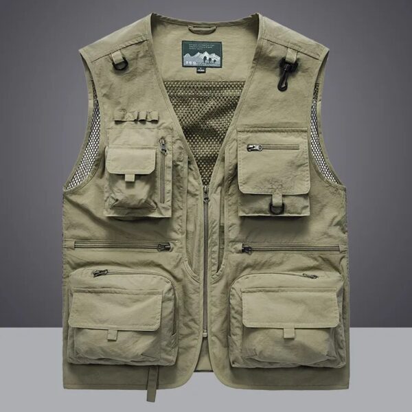 Tool Vest with 14 Pockets - Tactical Hiking and Fishing Vest for Men, Photographer Waistcoat, Mesh Cargo Sleeveless Jacket