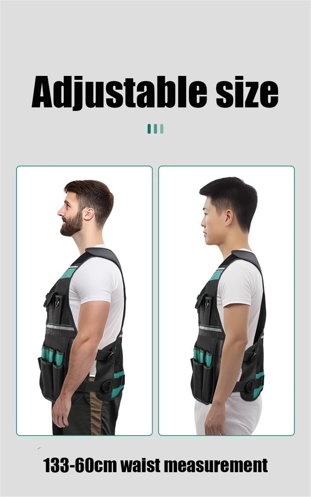Tool Vest with Multi-Pocket Tool Pouch - Adjustable and Breathable Organizer for Electricians and Carpenters