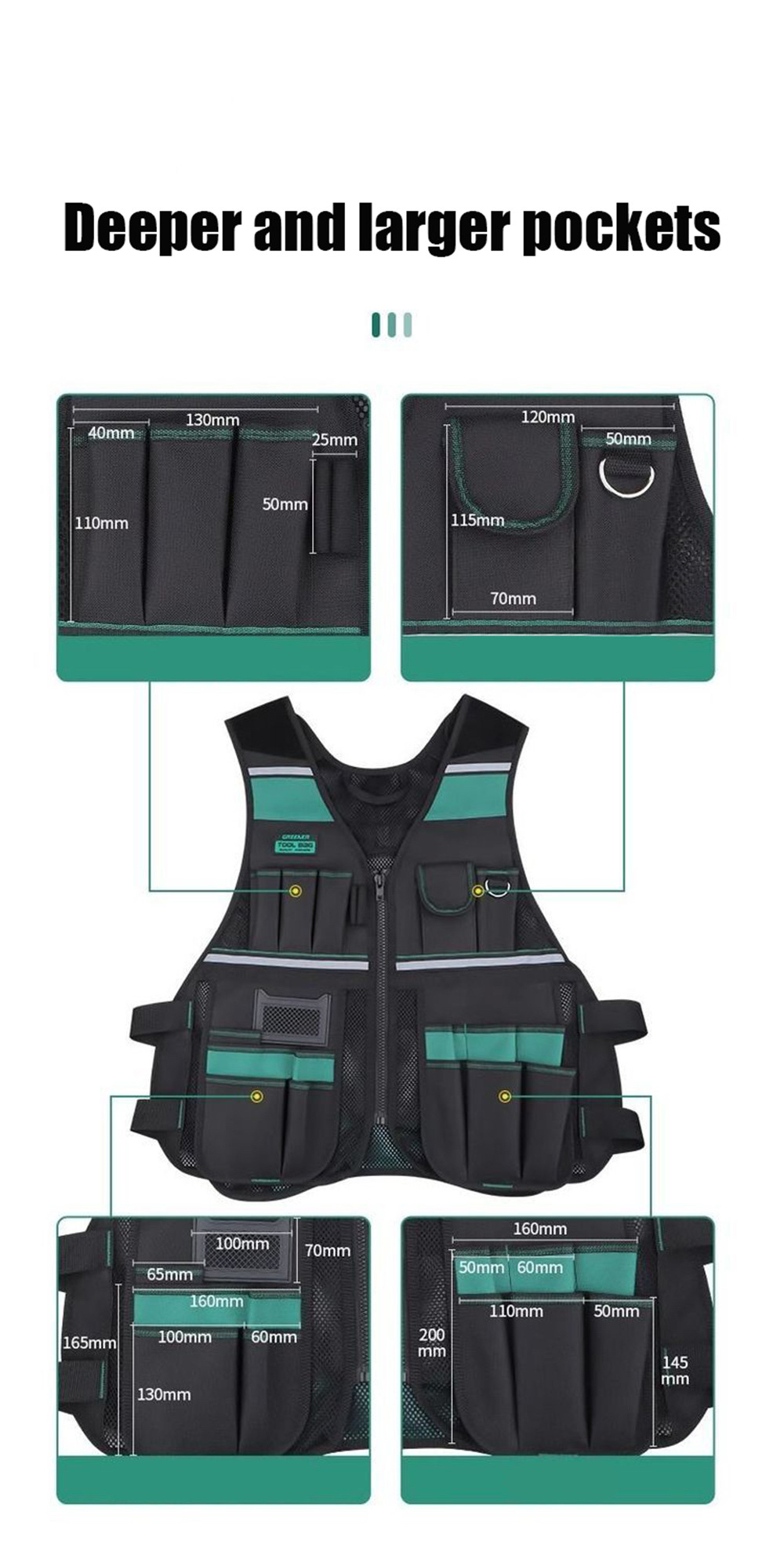 Tool Vest with Multi-Pocket Tool Pouch - Adjustable and Breathable Organizer for Electricians and Carpenters