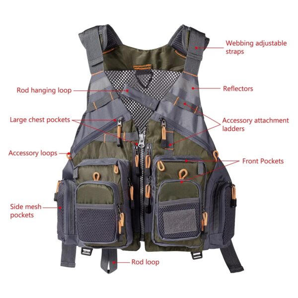 Adjustable Fishing Tool Vest for Outdoor Sports - Breathable and Practical Fishing Tackle Vest - Image 3