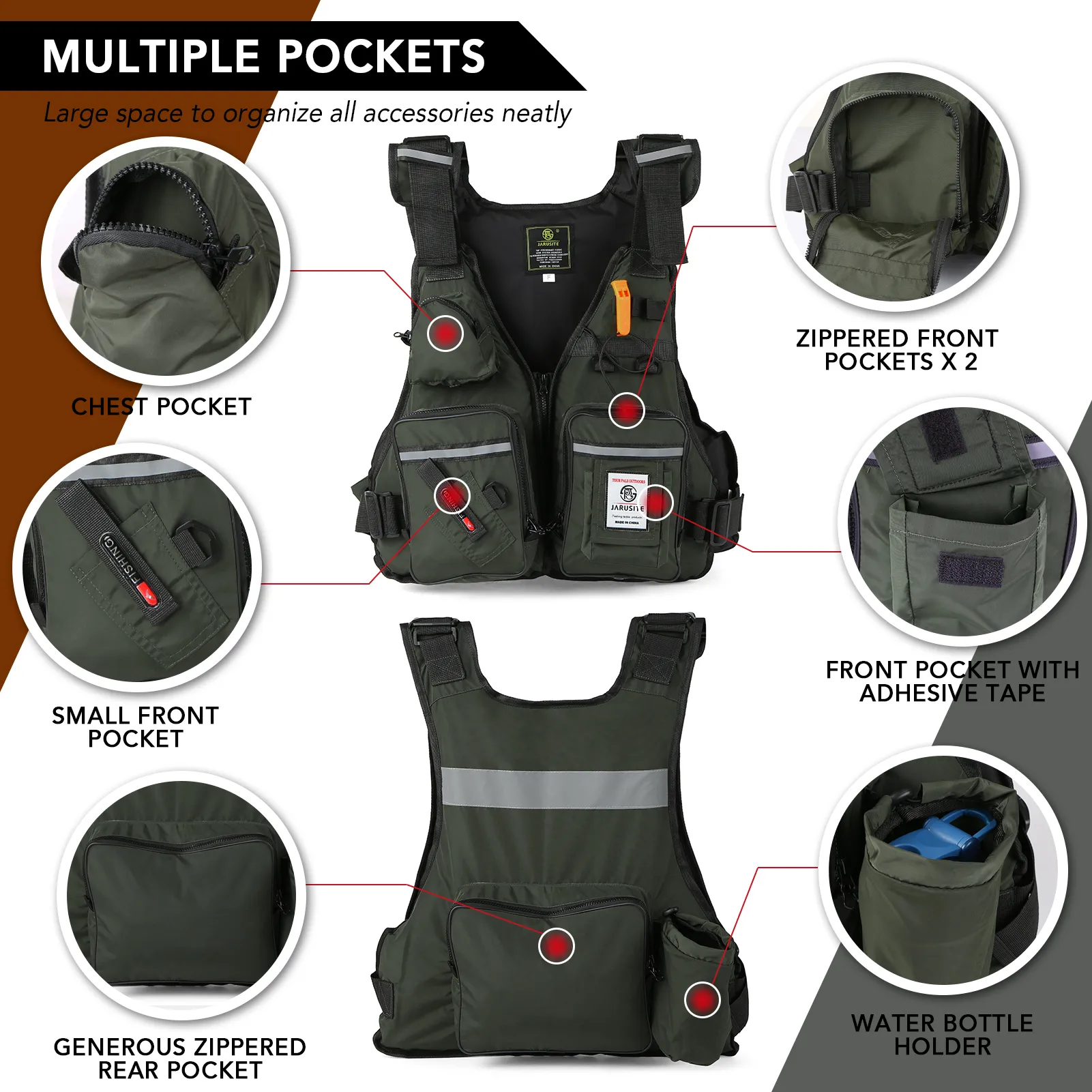 Men's Tool Vest for Professional Fishing: Buoyancy, Portability, Waterproof, and Multi-Pockets