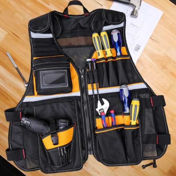 Tool Vest with Multifunctional Organizer Pouch - Handy Storage for Tools, Including Hammer, Screwdriver, Wrench, and More - Image 2