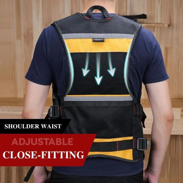 Tool Vest with Multifunctional Organizer Pouch - Handy Storage for Tools, Including Hammer, Screwdriver, Wrench, and More - Image 6