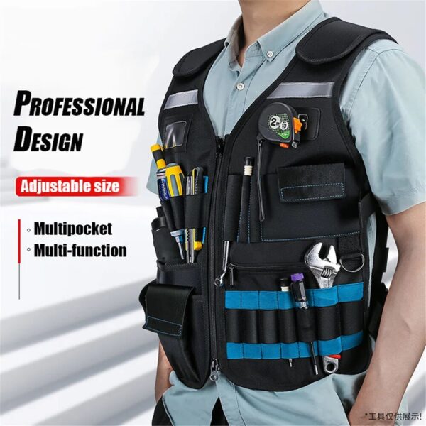 Tool Vest Hanging Pocket Storage Bag for Professional Electricians and Carpenters - Image 3