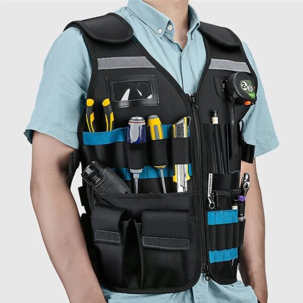 Tool Vest Hanging Pocket Storage Bag for Professional Electricians and Carpenters