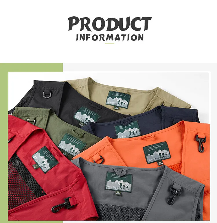 Tool Vest with 14 Pockets - Tactical Hiking and Fishing Vest for Men, Photographer Waistcoat, Mesh Cargo Sleeveless Jacket