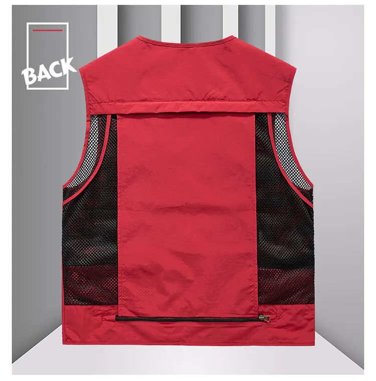 Tool Vest with 14 Pockets - Tactical Hiking and Fishing Vest for Men, Photographer Waistcoat, Mesh Cargo Sleeveless Jacket