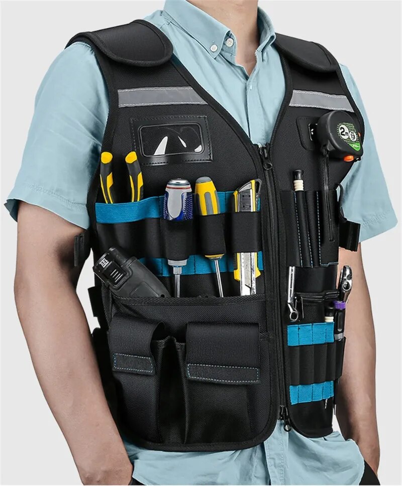 Tool Vest Hanging Pocket Storage Bag for Professional Electricians and Carpenters