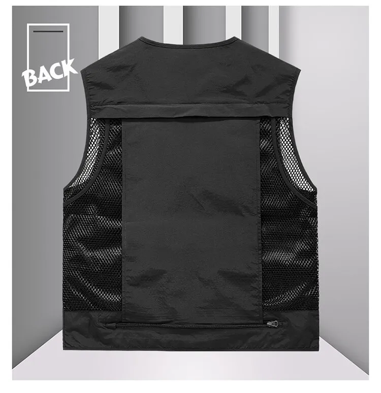 Tool Vest with 14 Pockets - Tactical Hiking and Fishing Vest for Men, Photographer Waistcoat, Mesh Cargo Sleeveless Jacket