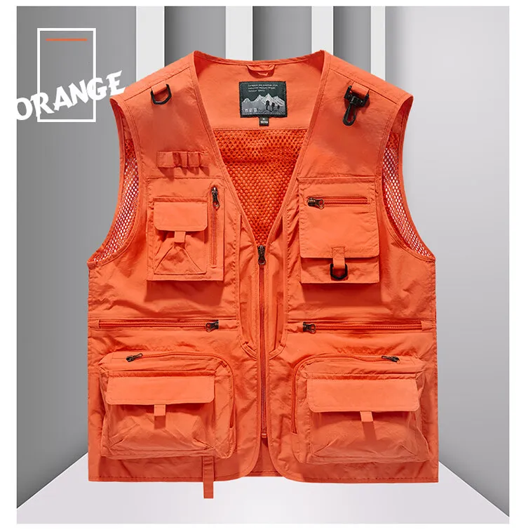 Tool Vest with 14 Pockets - Tactical Hiking and Fishing Vest for Men, Photographer Waistcoat, Mesh Cargo Sleeveless Jacket