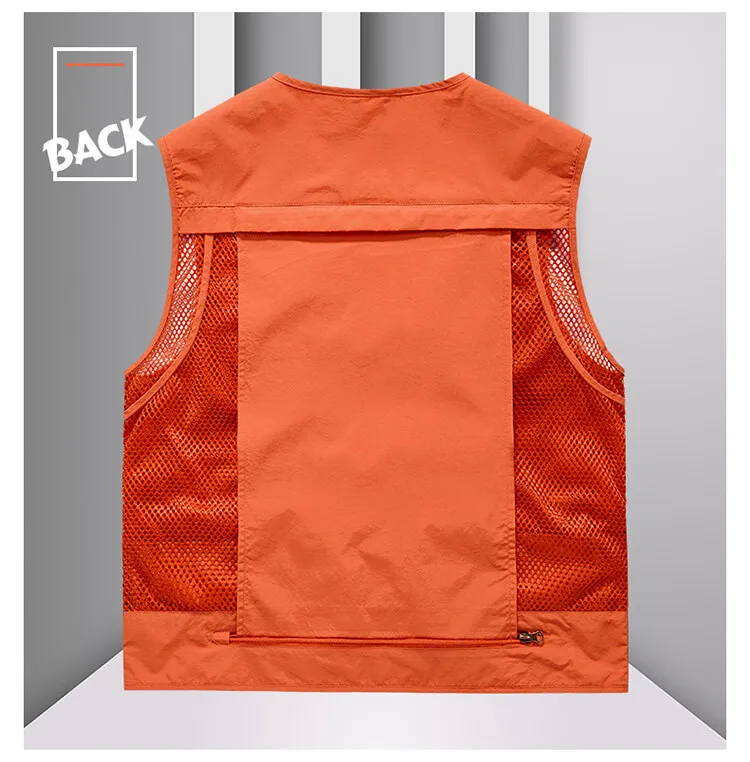 Tool Vest with 14 Pockets - Tactical Hiking and Fishing Vest for Men, Photographer Waistcoat, Mesh Cargo Sleeveless Jacket