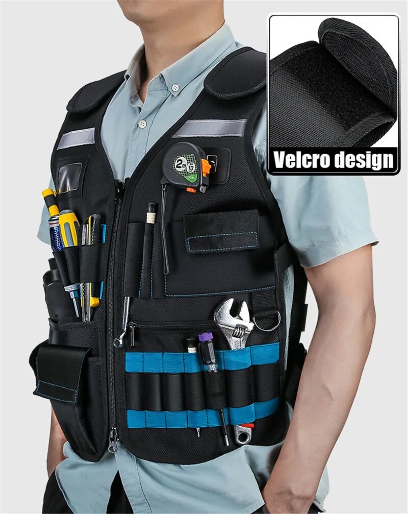 Tool Vest Hanging Pocket Storage Bag for Professional Electricians and Carpenters