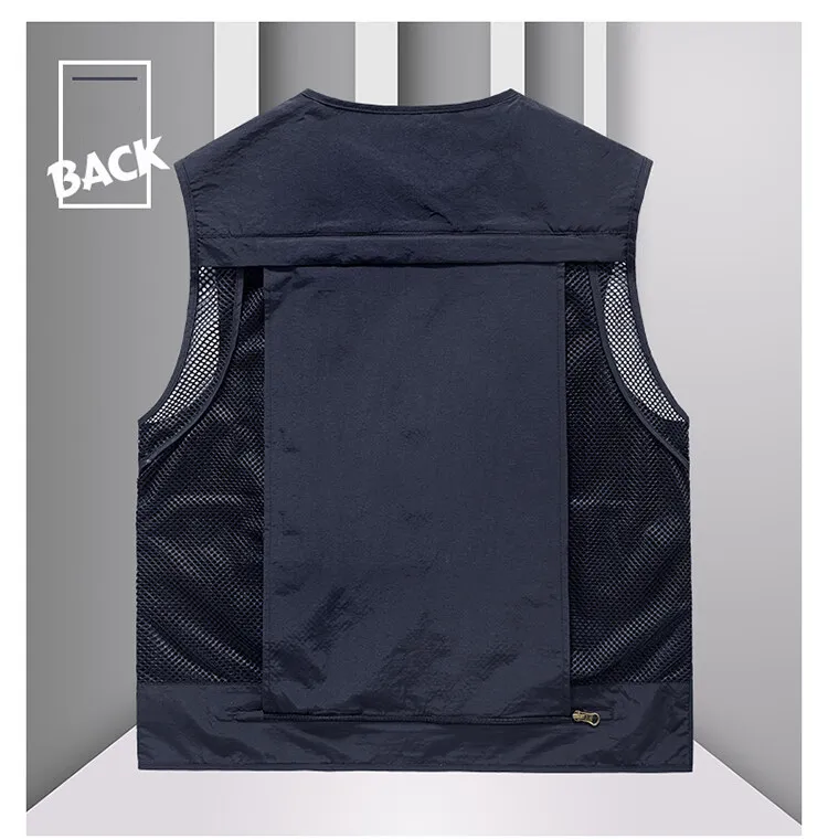 Tool Vest with 14 Pockets - Tactical Hiking and Fishing Vest for Men, Photographer Waistcoat, Mesh Cargo Sleeveless Jacket