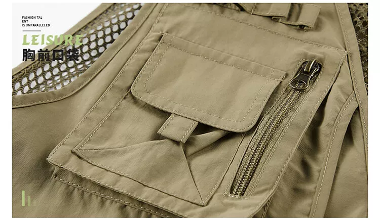 Tool Vest with 14 Pockets - Tactical Hiking and Fishing Vest for Men, Photographer Waistcoat, Mesh Cargo Sleeveless Jacket