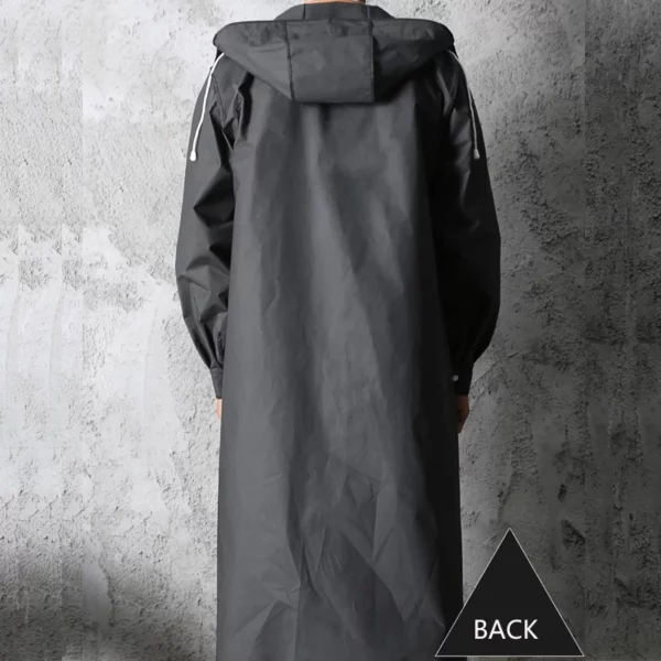 Fashionable Fisherman Raincoat - Waterproof Long Raincoat for Women and Men with Hood - Ideal for Outdoor Hiking, Travel, Fishing, Climbing - Thickened Design in Black - Image 5