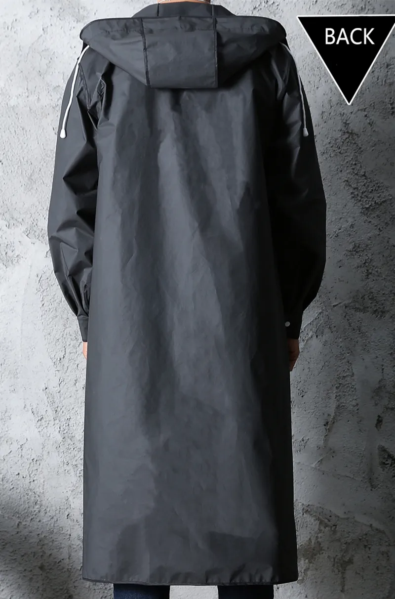 Fashionable Fisherman Raincoat - Waterproof Long Raincoat for Women and Men with Hood - Ideal for Outdoor Hiking, Travel, Fishing, Climbing - Thickened Design in Black