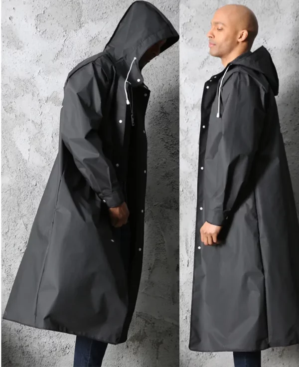 Fashionable Fisherman Raincoat - Waterproof Long Raincoat for Women and Men with Hood - Ideal for Outdoor Hiking, Travel, Fishing, Climbing - Thickened Design in Black