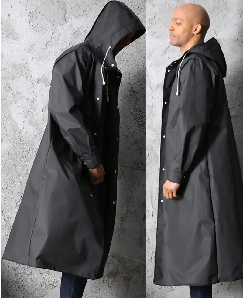 Fashionable Fisherman Raincoat - Waterproof Long Raincoat for Women and Men with Hood - Ideal for Outdoor Hiking, Travel, Fishing, Climbing - Thickened Design in Black
