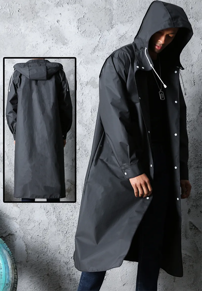 Fashionable Fisherman Raincoat - Waterproof Long Raincoat for Women and Men with Hood - Ideal for Outdoor Hiking, Travel, Fishing, Climbing - Thickened Design in Black