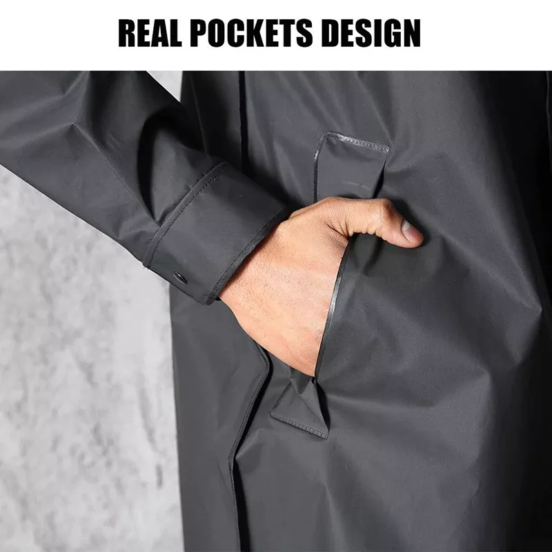 Fashionable Fisherman Raincoat - Waterproof Long Raincoat for Women and Men with Hood - Ideal for Outdoor Hiking, Travel, Fishing, Climbing - Thickened Design in Black