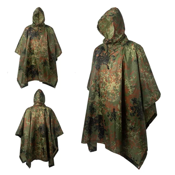 Outdoor Multifunctional Fisherman Raincoat - Waterproof Poncho with Camouflage Cover for Camping, Hunting, Clothes Shelter, Tent - Military Emergency Raincoat - Image 2