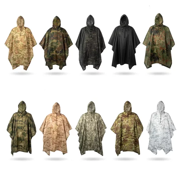 Outdoor Multifunctional Fisherman Raincoat - Waterproof Poncho with Camouflage Cover for Camping, Hunting, Clothes Shelter, Tent - Military Emergency Raincoat - Image 6