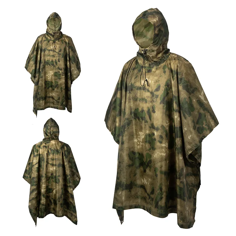 Outdoor Multifunctional Fisherman Raincoat - Waterproof Poncho with Camouflage Cover for Camping, Hunting, Clothes Shelter, Tent - Military Emergency Raincoat