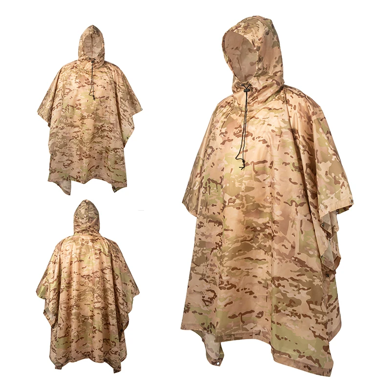 Outdoor Multifunctional Fisherman Raincoat - Waterproof Poncho with Camouflage Cover for Camping, Hunting, Clothes Shelter, Tent - Military Emergency Raincoat