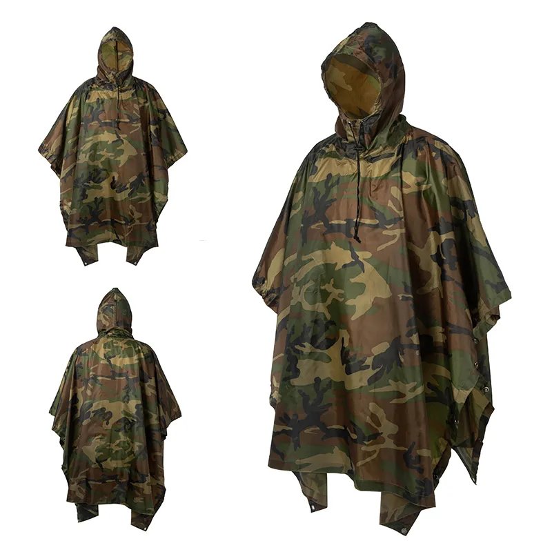 Outdoor Multifunctional Fisherman Raincoat - Waterproof Poncho with Camouflage Cover for Camping, Hunting, Clothes Shelter, Tent - Military Emergency Raincoat